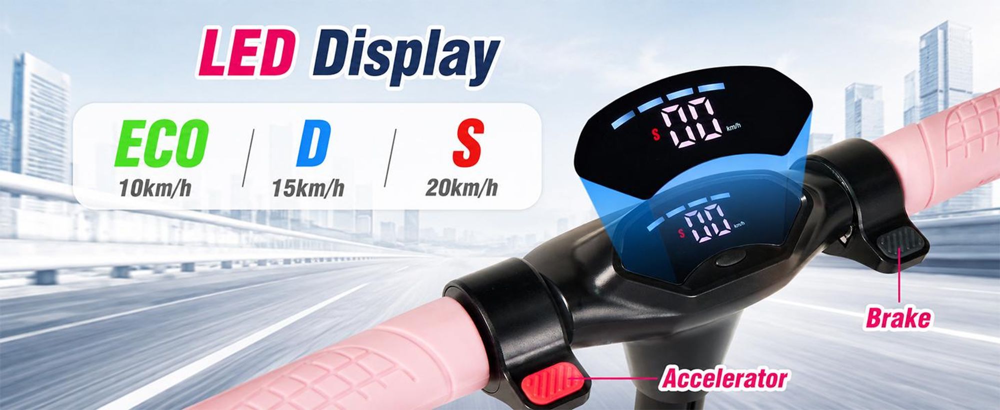 Elektroroller Für Kinder Und Jugendliche Mit 200W Motor, 10-20km Reichweite, Höhenverstellbar, LED-Beleuchtung, Faltbar E-Scooter, Elektroscooter Rosa