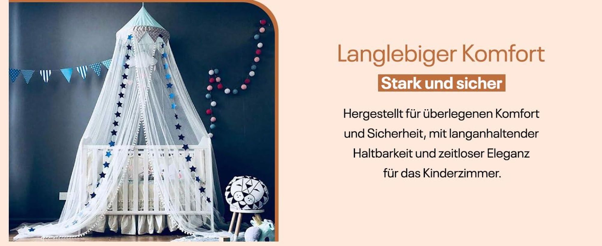 Best for Kids Baldachinstange | Weiß Baldachinstange für Babybetten mit Schraubklemme | Am Bett montierter Baldachinstangen-Schleierhalter