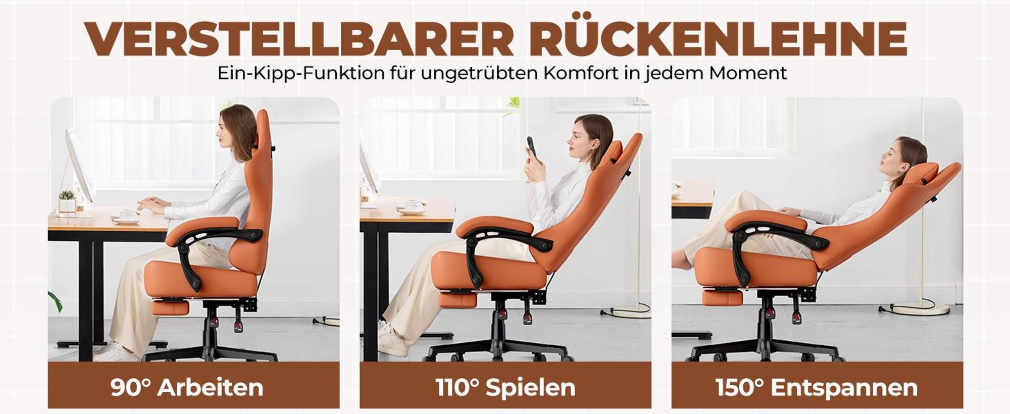 GTPLAYER Gaming Stuhl Ergonomischer Gaming Sessel Schreibtischstuhl Bürostuhl mit Stoffoberfläche Federsitzkissen, Verbindungsarmlehnen, mit Fußstütze