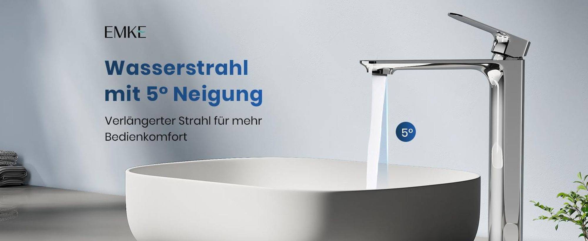 EMKE Waschbeckenarmatur Waschtischarmatur Badarmatur Einhebelmischer Wasserhahn Bad aus Messing 269 x 215 x 49mm Chrom
