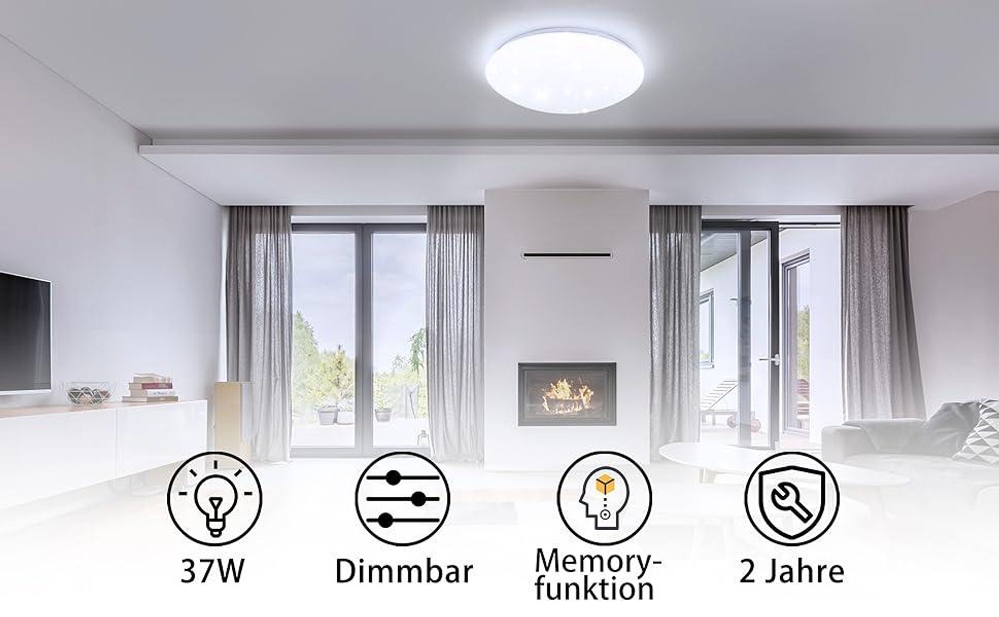ZMH Plafonnier LED Blanc Chambre à coucher Dimmable avec télécommande 37W Ciel étoilé Rond pour salon Chambre d'enfant Cuisine Couloir