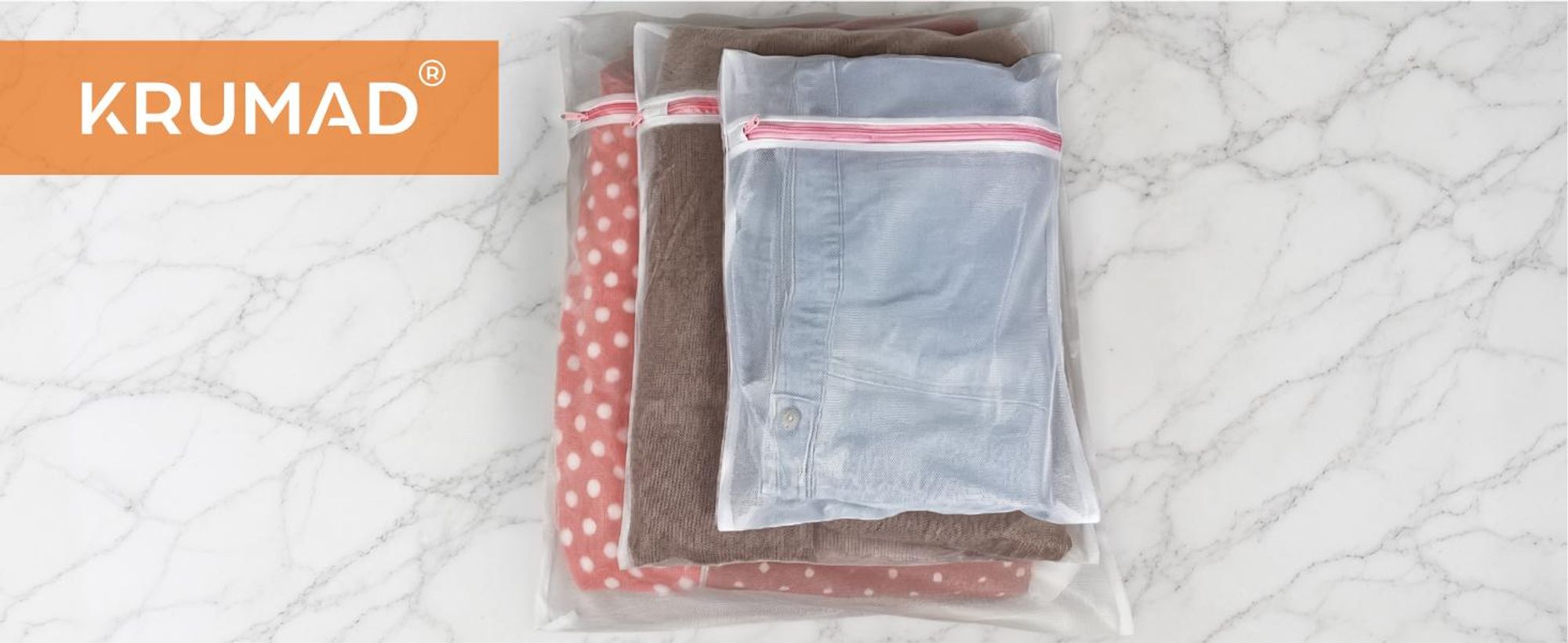 KRUMAD Wäschesack Waschmaschine Set 6 Stück, Wäschenetz mit Reißverschluss, Wäschebeutel für BHs Kleidung Socken Schuhe