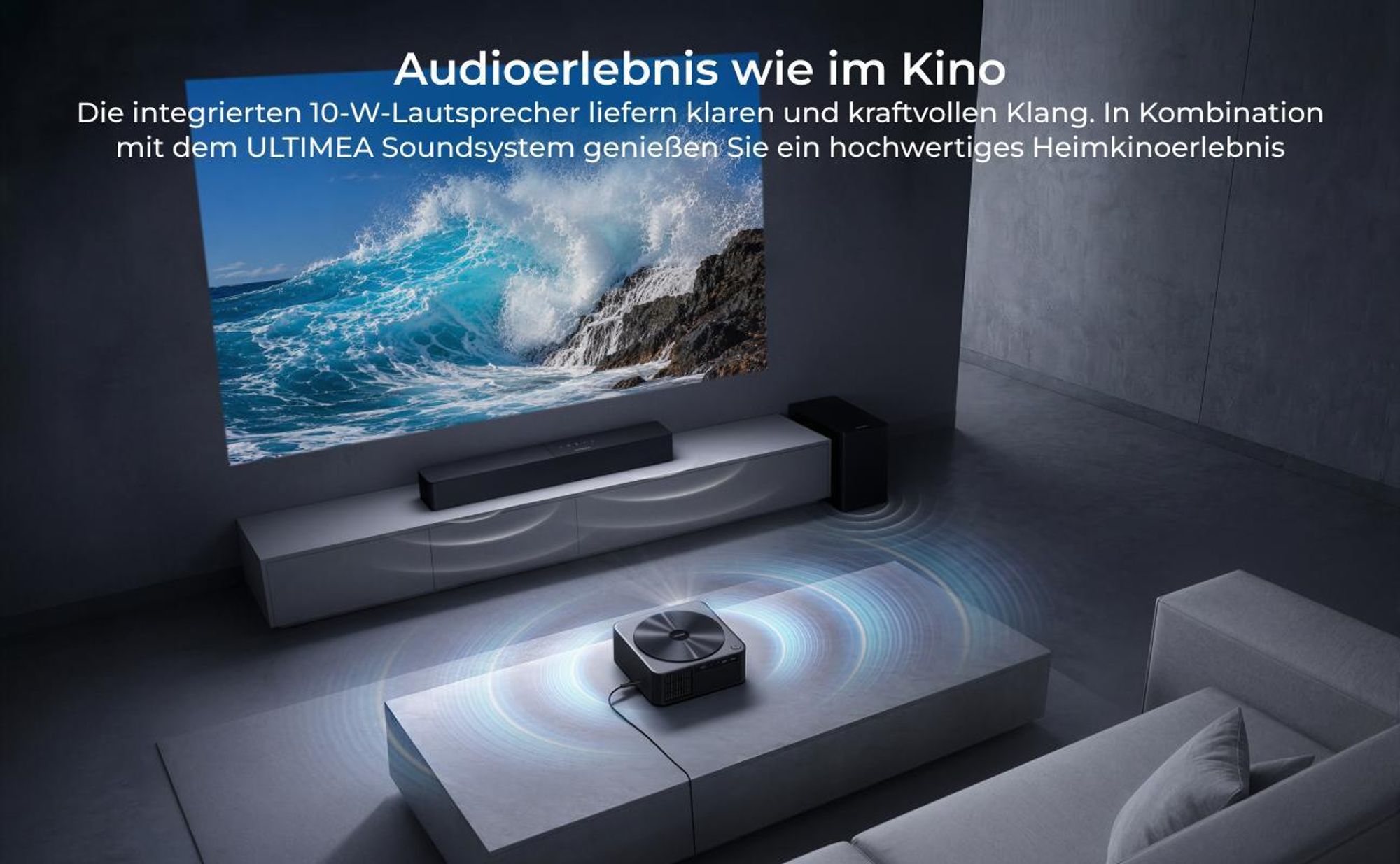 Ultimea Apollo-P40 Beamer 4K unterstützter, Aktualisierte Version mit Hindernisvermeidung 700 ANSI, intelligenter Bildschirmausrichtung,