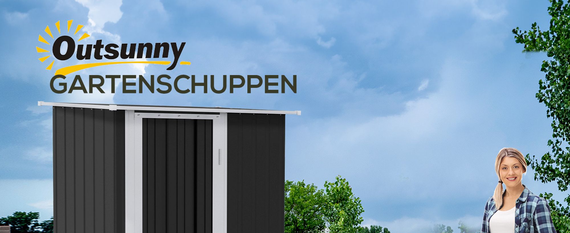 Outsunny Gerätehaus Gartenhaus Geräteschuppen mit Tür Outdoor Stahl Dunkelgrau 142 x 84 x 189 cm