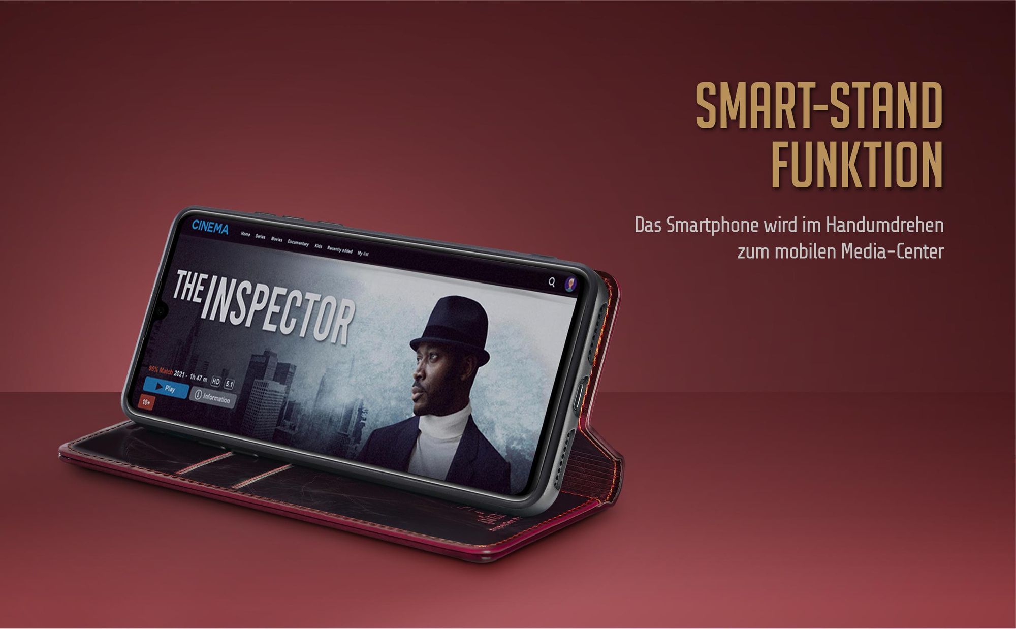 Weinrotes Wallet Case für Huawei P30 Lite mit Standfunktion