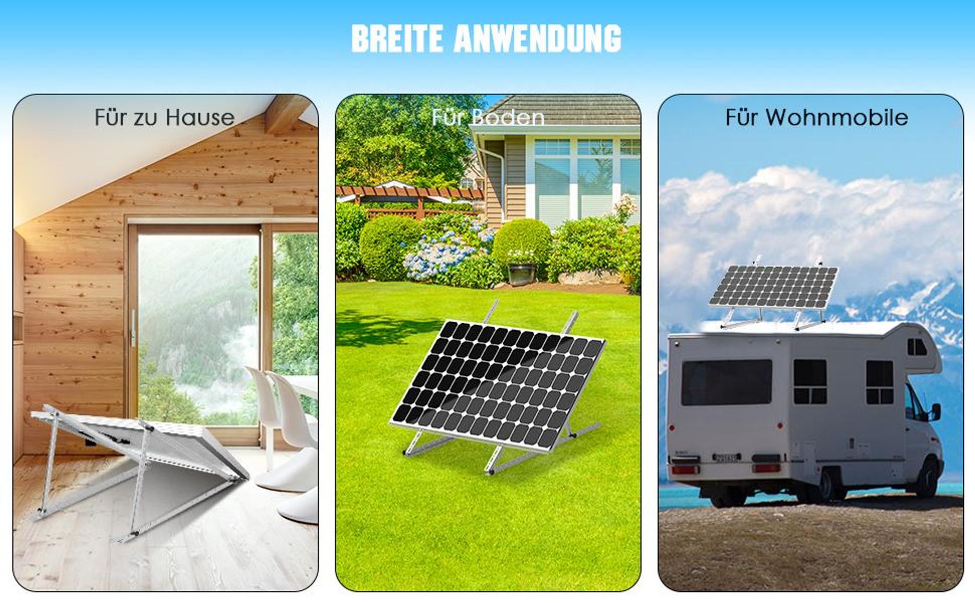 4X PV Halterung 118cm Solarmodul Balkonkraftwerk Flachdach Montage Ständer 0-90° Aufständerung Photovoltaik