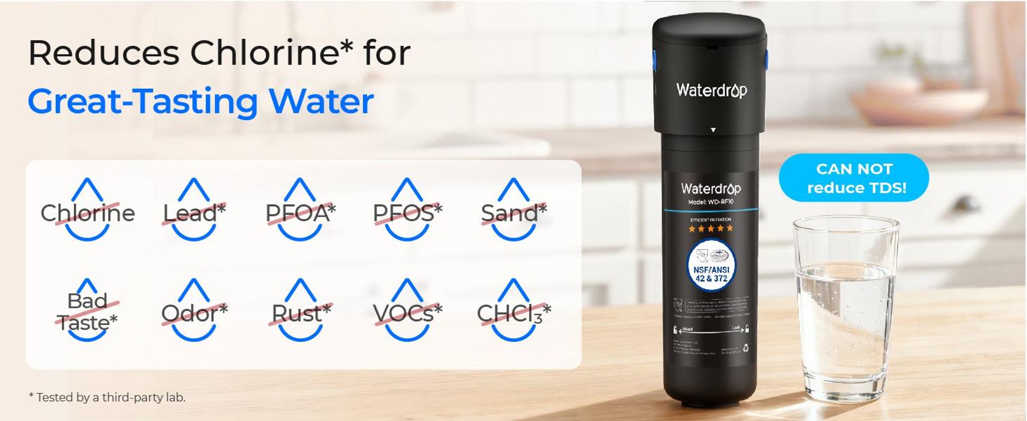 Waterdrop 10UA Wasserfiltersystem Für Untertisch, Direkt mit Küchenhahn Verbinden, 30.000 Liter Hohe Chlor-Reduktionskapazität