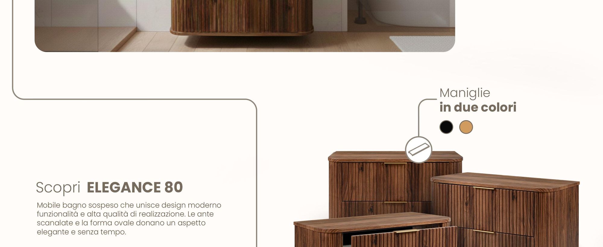 Mobile Sottolavabo 80 Cm Pensile Quercia Noce
