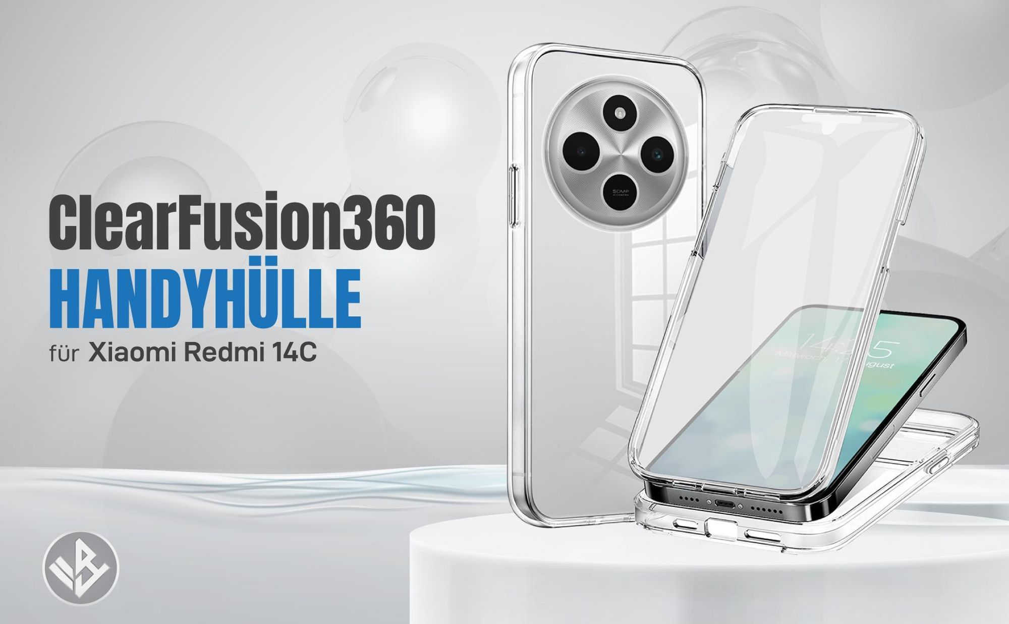 Transparente 360 Grad Hülle für Xiaomi Redmi 14C mit Kameraschutz