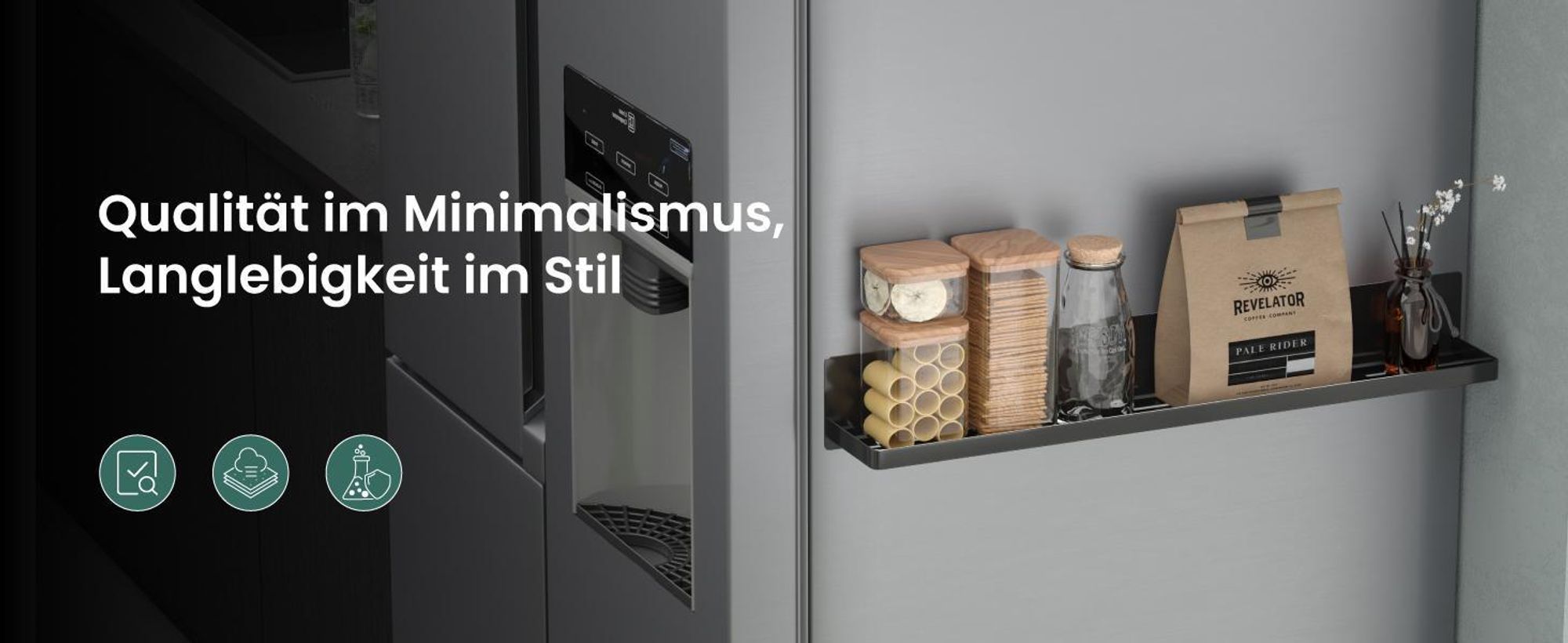 Mai & Mai Duschablage ohne Bohren, Duschregal magnetisch, selbstklebende Badezimmerablage zur Wandmontage 60cm Schwarz Reglo-01