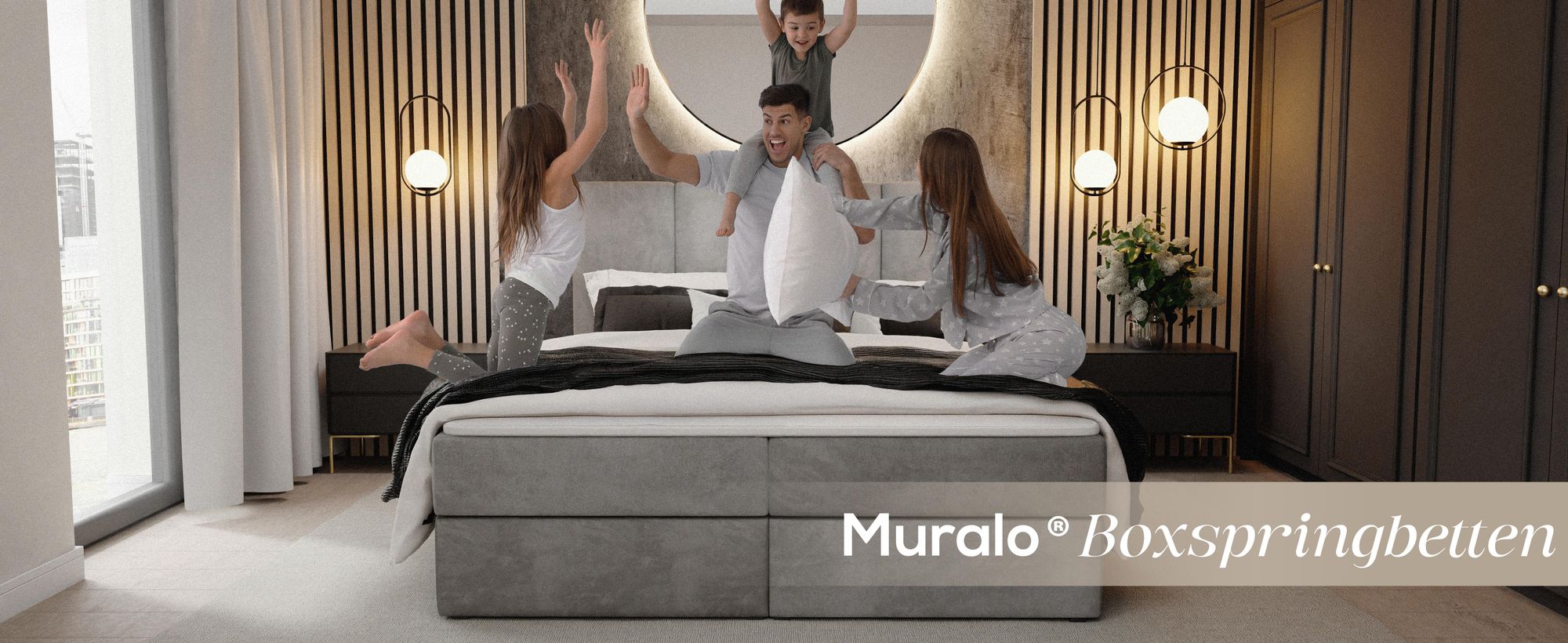 Muralo KONTINENTALBETT für Schlafzimmer Polsterbett mit zwei Bettkasten Bett mit Polsterkopfteil Doppelbett 160x200 Bett mit Stauraum Creme