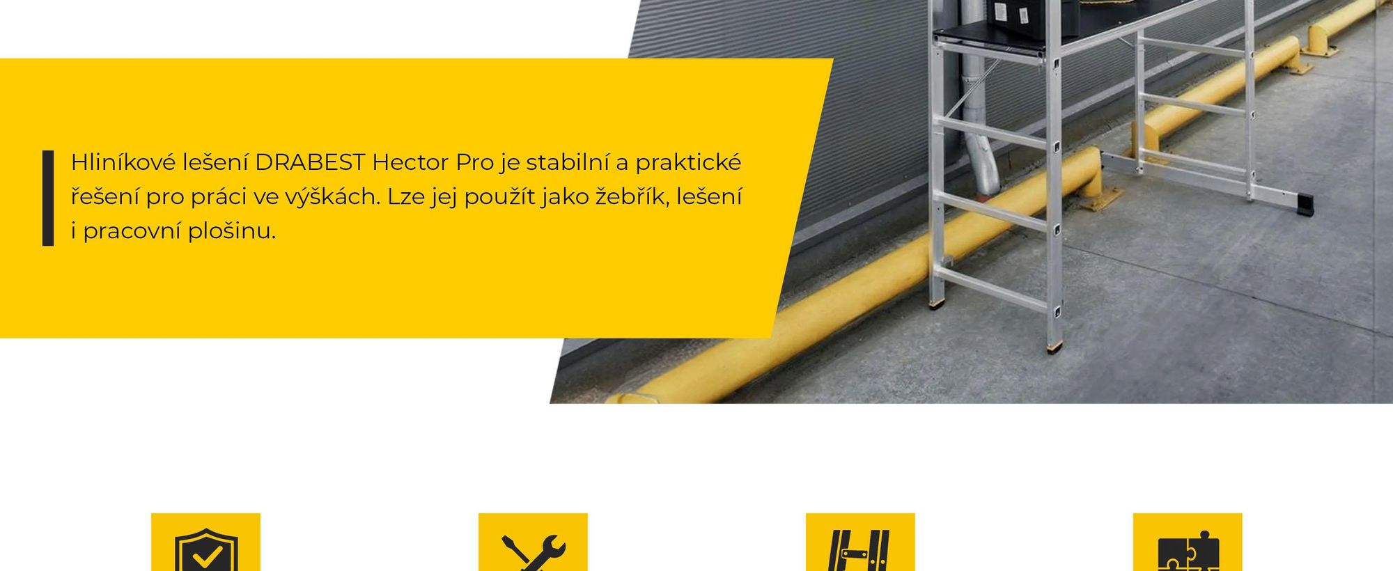 Drabest | Hliníkové lešení – hliníkové lešení 2×7 – žebříkové lešení – nosnost plošiny: 150 kg – rozměry plošiny 46×150 cm