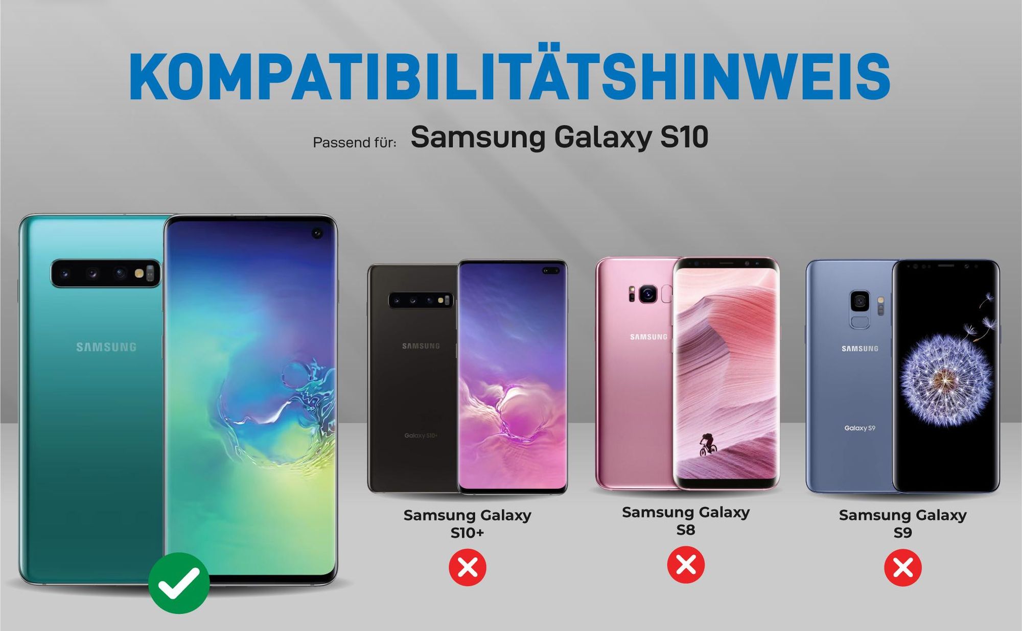Kompatibilitätshinweise Hülle für Samsung Galaxy S10