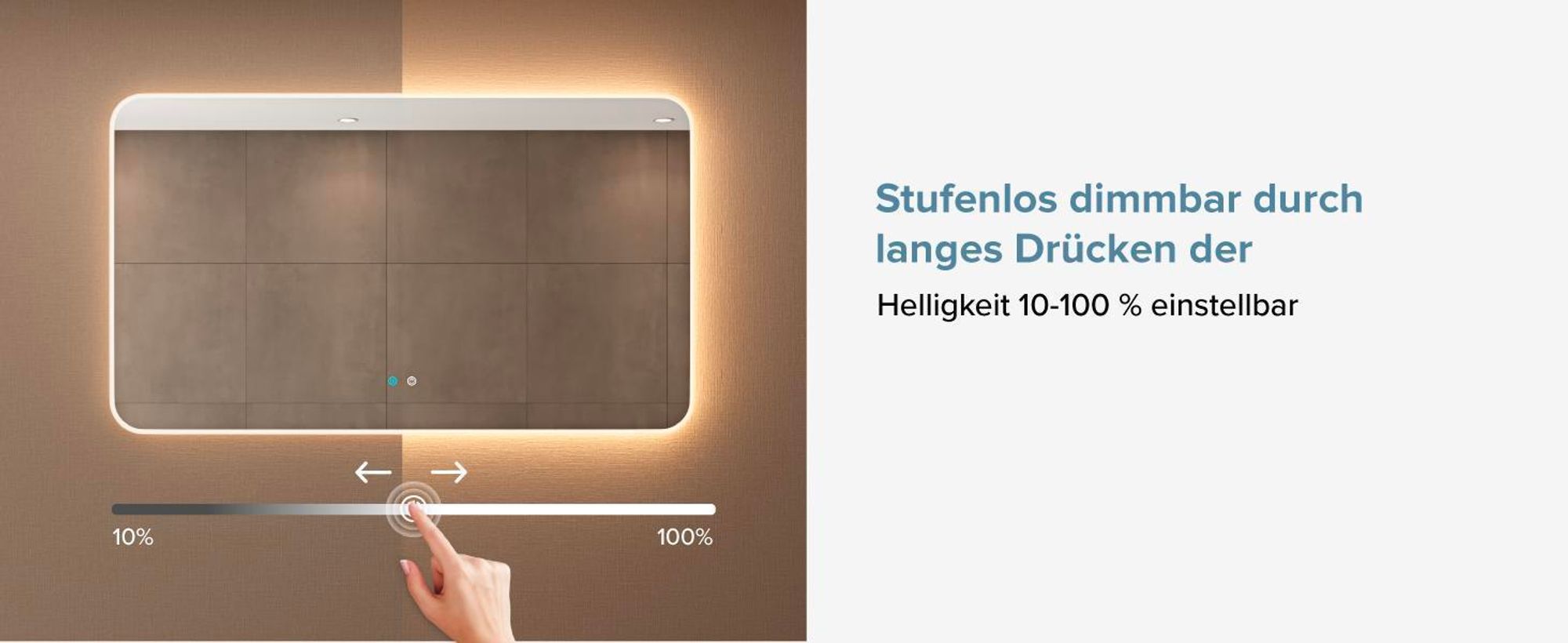 doporro Design LED-Spiegel Wandspiegel 140x70cm Badezimmerspiegel Beschlagfrei 5 mm Glas durch Antifog-Schicht Nova-02