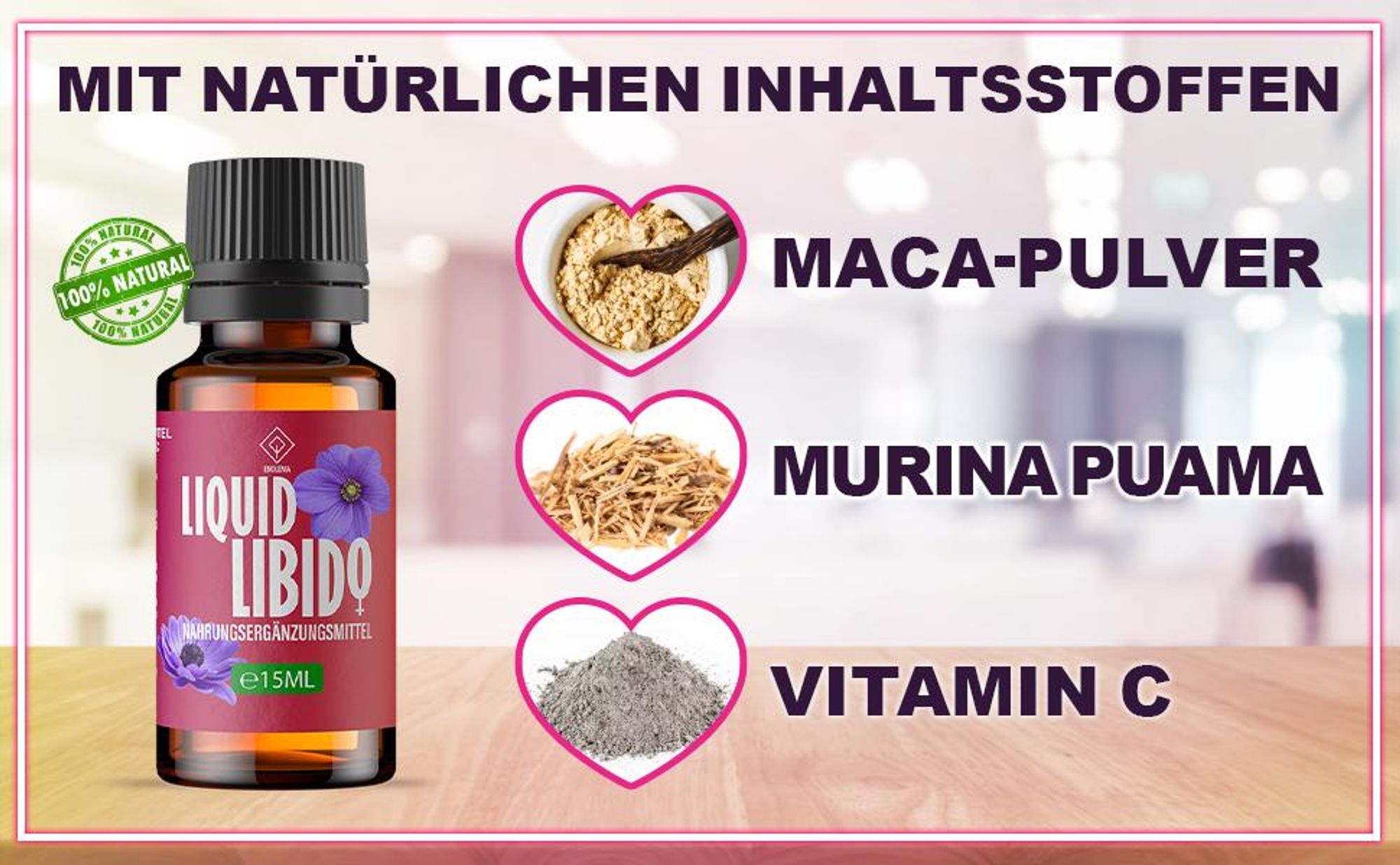 Enolenia® Libido Liquid –  gesteigerte Libido - mehr Lust und Energie bei Frauen – Steigert sexuelle Erregung und Verlangen - für die Frau