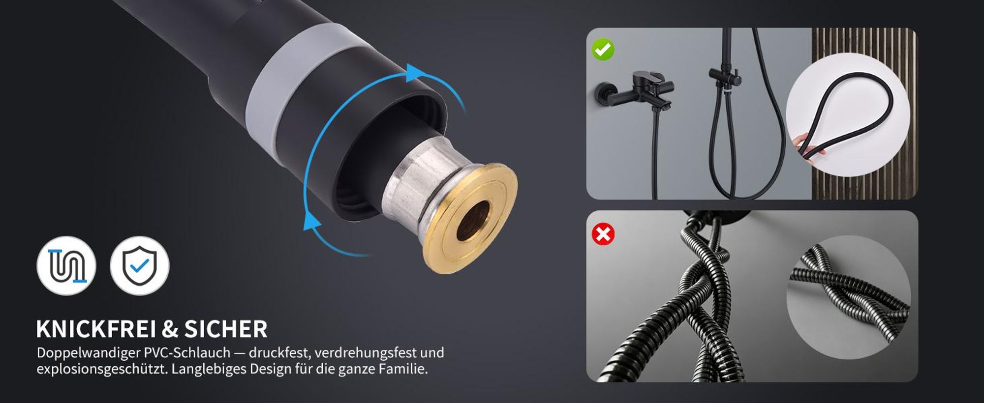 Homelody Duschsystem,Regendusche Duschset mit Armatur,Überkopfbrause Handbrause Duschsäule mit Umsteller,Edelstahl,Vier Wassersprühfunktionen Schwarz