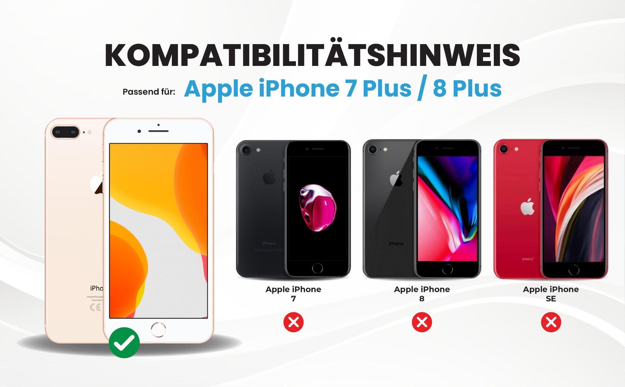 Kompatibilitätshinweise Hülle für Apple iPhone 7 Plus / 8 Plus