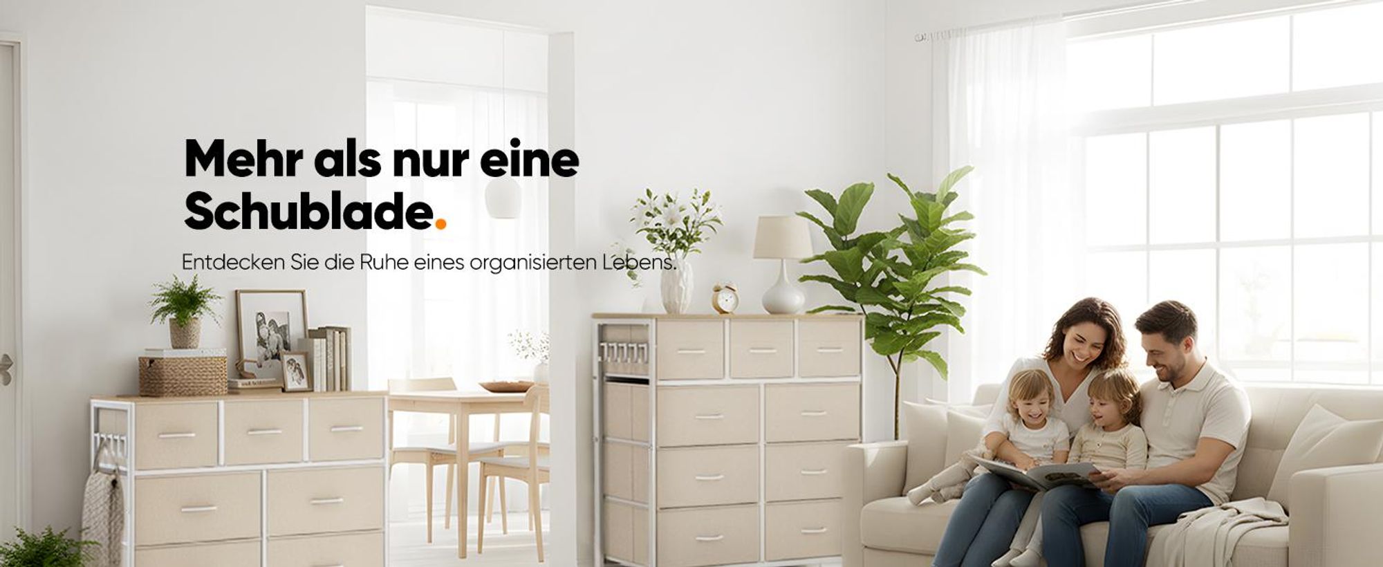 HOKEEPER Kommode, Chest of Drawers, 7 Schubladen aus Stoff mit Griffen, Komodenschrank Schlafzimmer mit Holzplatte, Sideboard Flur für Küche Büro