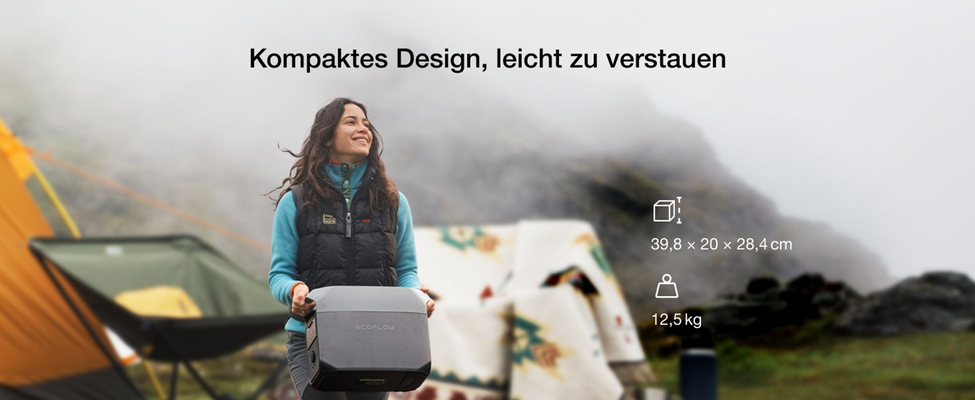 EF ECOFLOW DELTA 3 Tragbare Powerstation, 1 024 Wh Solargenerator, LiFePO4-Batterie, Schnellladung von 0-70% in 30 Min., erweiterbar auf 5 kWh