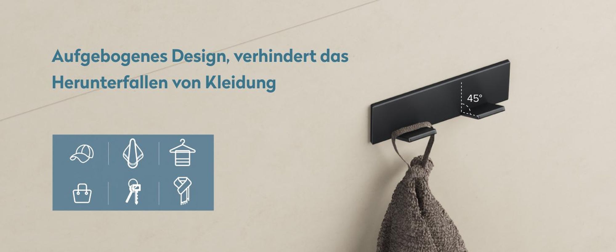 doporro Garderobenhaken Edelstahl, Kleiderhaken Wand mit 2 Haken, selbstklebend & ohne Bohren Matt Weiß für Jacken, Handtücher Stalo-02