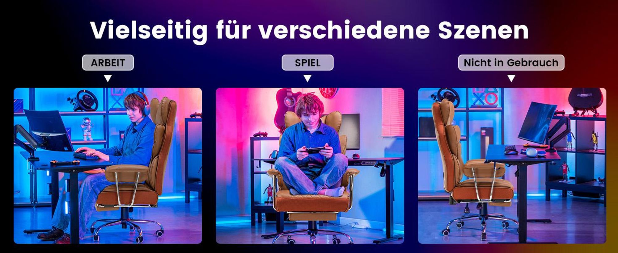 Sedia da gioco GTPLAYER, sedia da gioco, sedia da ufficio ergonomica con poggiapiedi, supporto lombare regolabile e cuscino per la testa, sedia da gioco imbottita, poltrona da gioco
