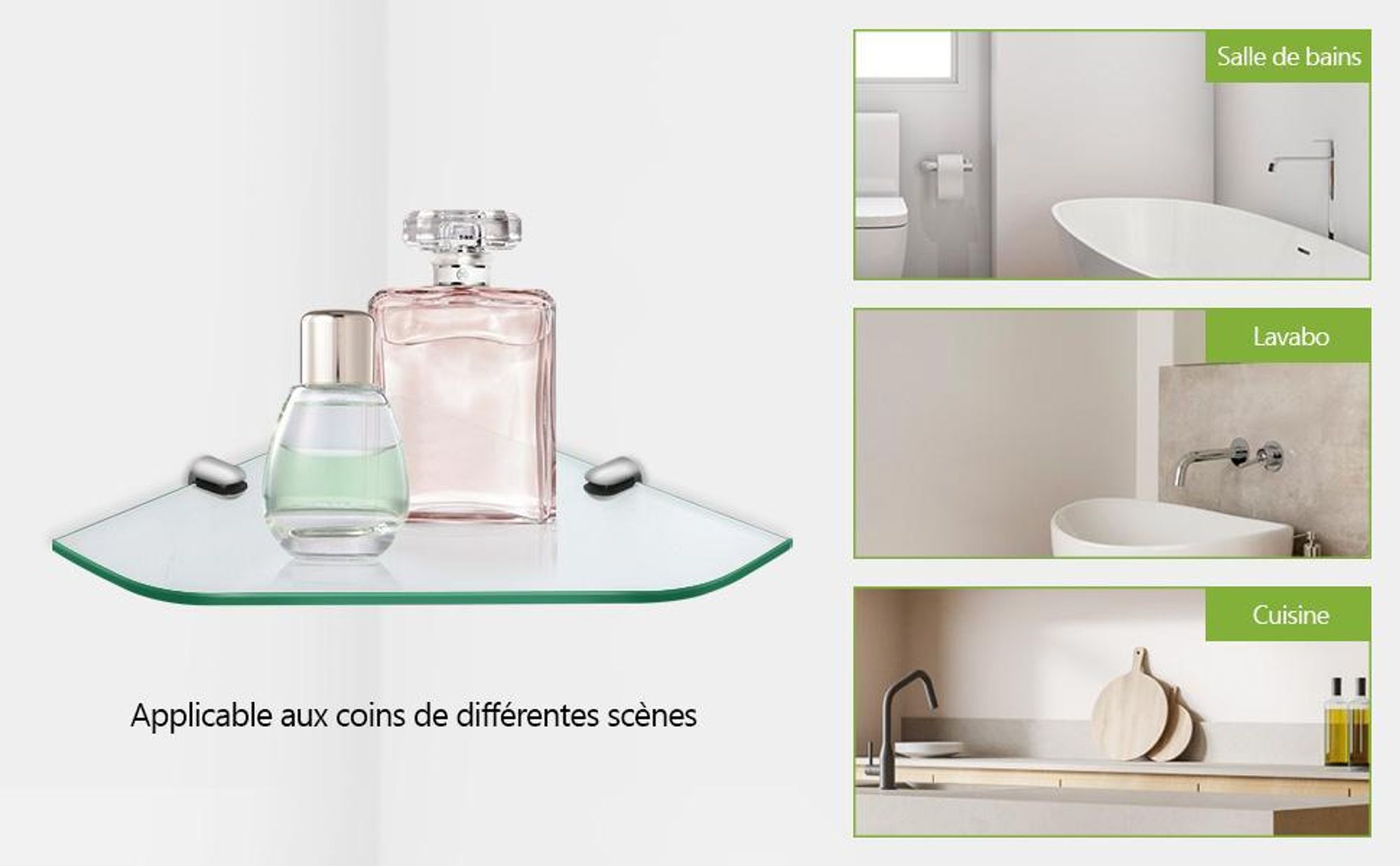 Étagère D'angle De Douche Vdomus - Verre - 1 Niveau - Moins De 50 Cm - Neuf