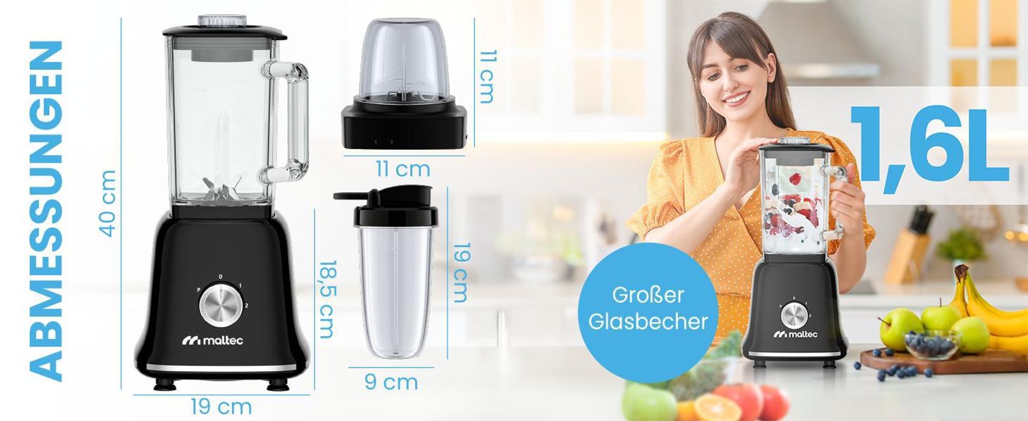 Standmixer Glas Smoothie Maker für Cocktails
