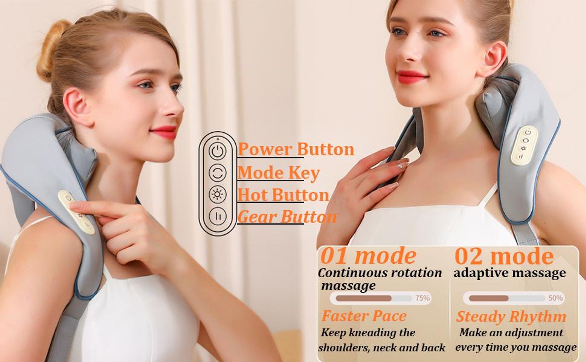 Nackenmassagegeräte, Shiatsu Rückenmassagegerät, mit Beheiztes, 3D-Massage von tiefem Gewebe, für Kopf, Schultern, Rücken, Bein