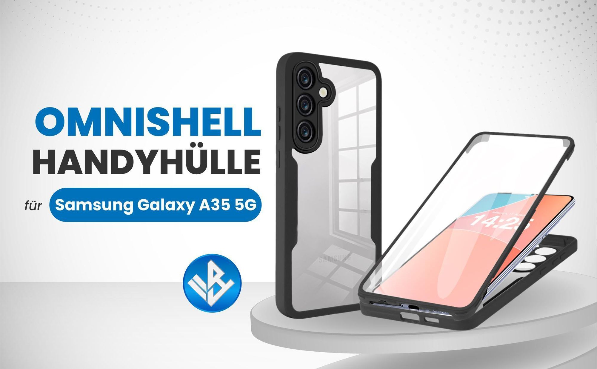 Schwarze 360 Grad Hülle für Samsung Galaxy A35 5G mit Kameraschutz