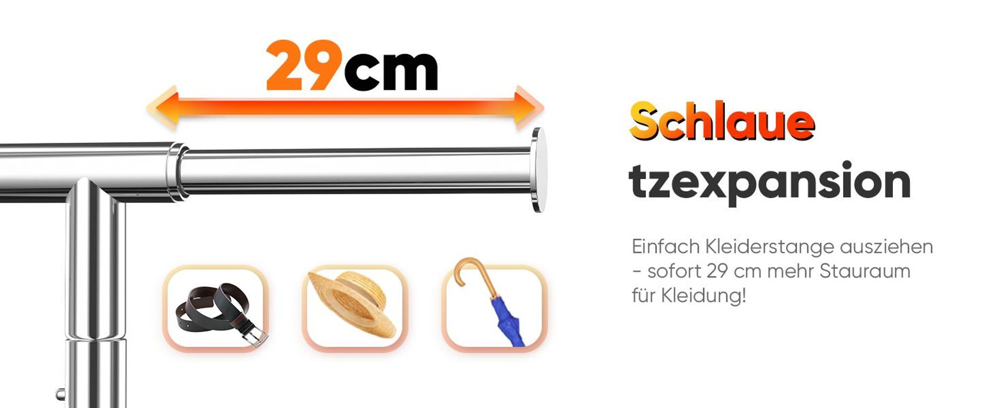 HOKEEPER Kleiderständer Schwerlast-Kleiderstange 204kg Kleiderständer mit Rädern Doppelstab-Garderobenständer zum Aufhängen von Kleidung Tragbarer