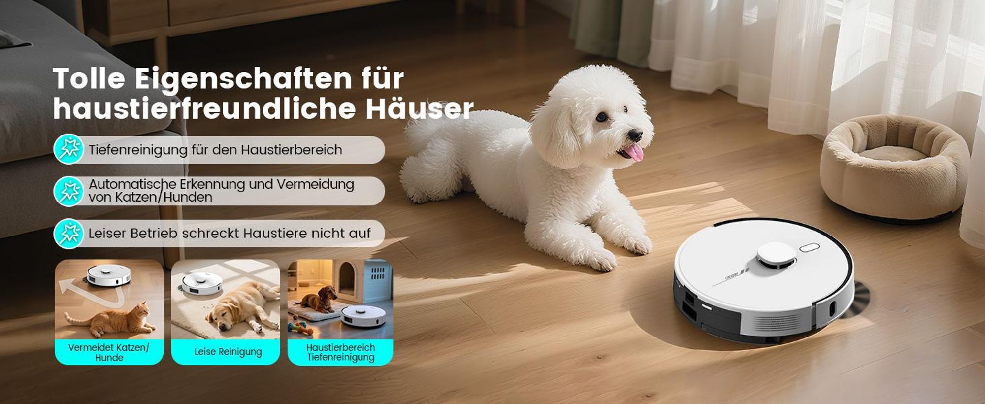 AIRROBO L60+ Staubsauger Roboter Saugroboter mit Wischfunktion, Auto-Staubentleerung, LiDAR-Navigation, 12000Pa, für Teppiche und Tierhaare