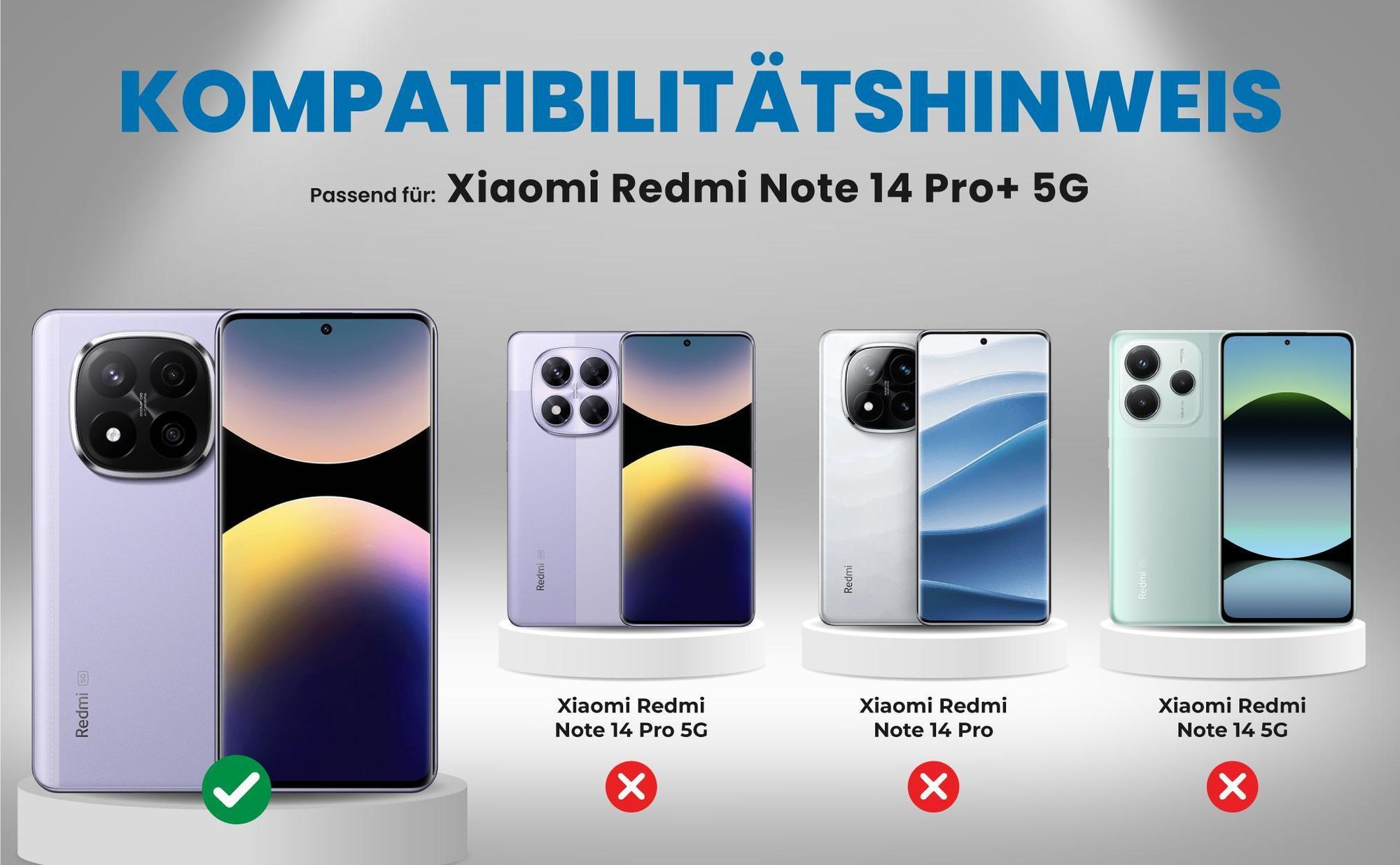 Kompatibilitätshinweise Hülle für Xiaomi Redmi Note 14 Pro+ 5G