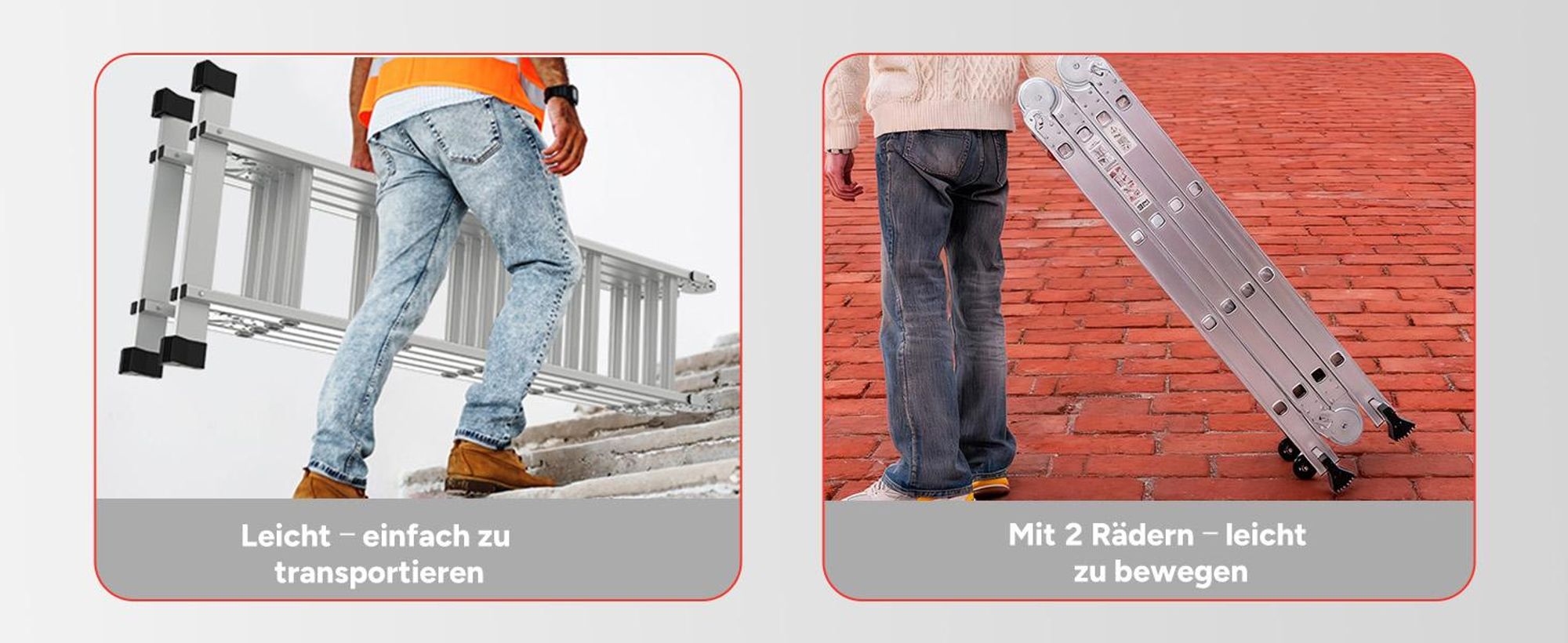 OUTIGO Mehrzweckleiter Multifunktionsleiter Klappleiter Teleskopleiter A-Rahmenleiter 4x4 460cm Anlegeleiter Stehleiter Haushaltsleiter Aluleiter