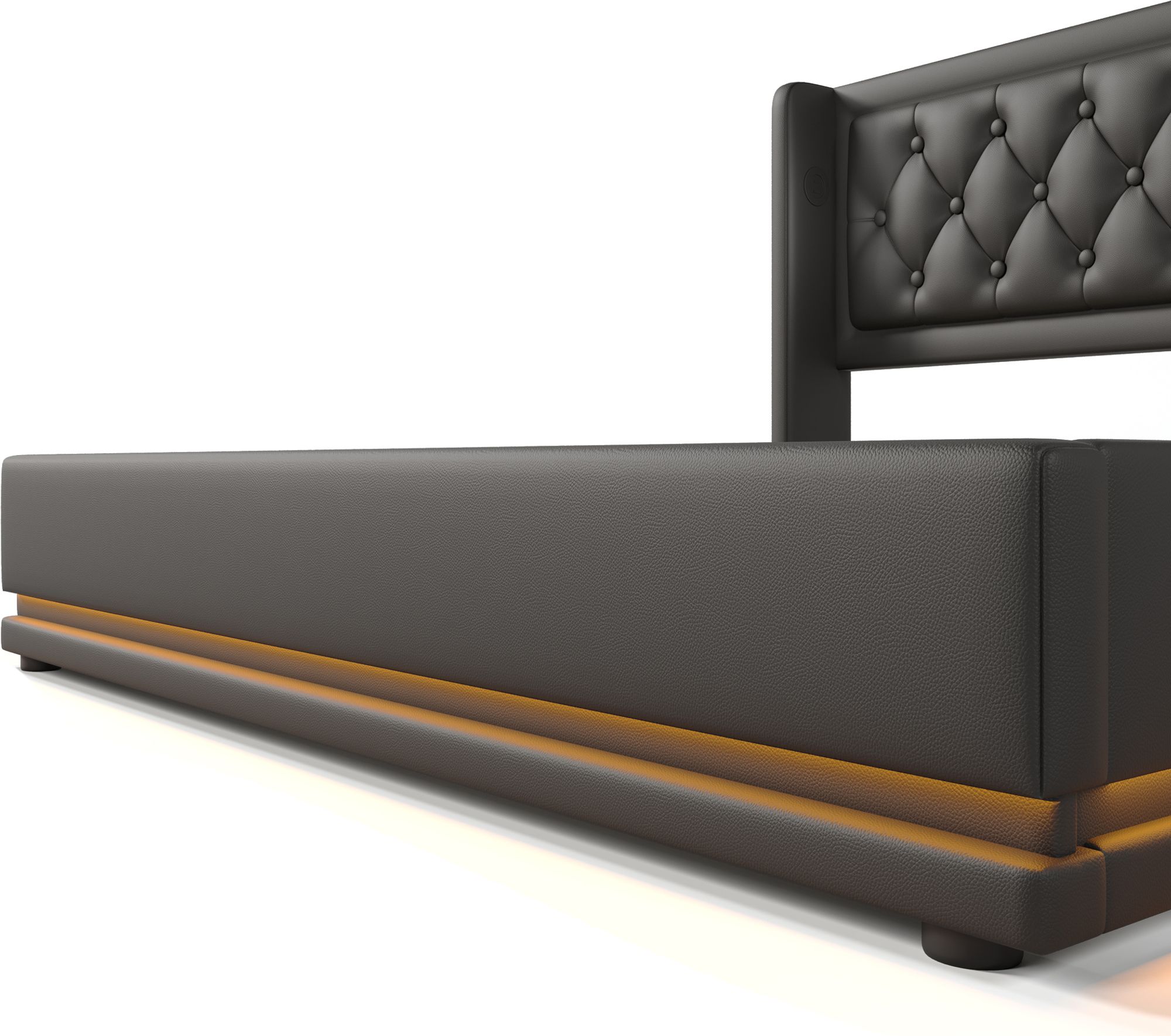Flieks Polsterbett 180x200cm mit USB & Typ-C, Doppelbett Jugendbett mit LED, Hydraulisches Stauraumbett Boxspringbett mit Lattenrost, PU, Schwarz