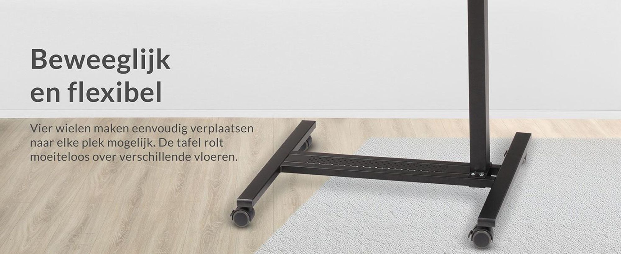 ELONEO mobiele bedtafel op wielen, verstelbare hoogte/breedte, kantelbaar/opklapbaar tafelblad, nachtkastje voor ziekenbed, verpleegbed, laptoptafel (zwart)