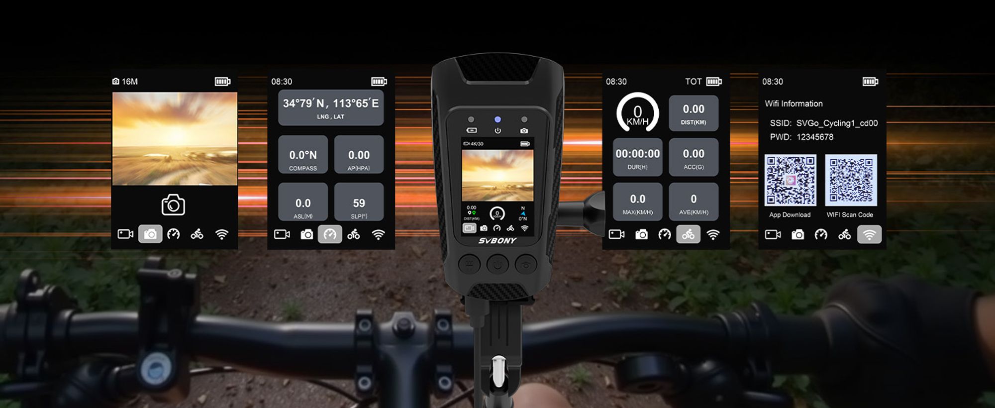 SVBONY SVGo C1 Action-Cam 4K 30FPS, 20MP WiFi-Kamera mit Touchscreen, integriertem GPS, EIS-Bildstabilisierung, 2500 mAh Lithium-Akku, für Radfahren