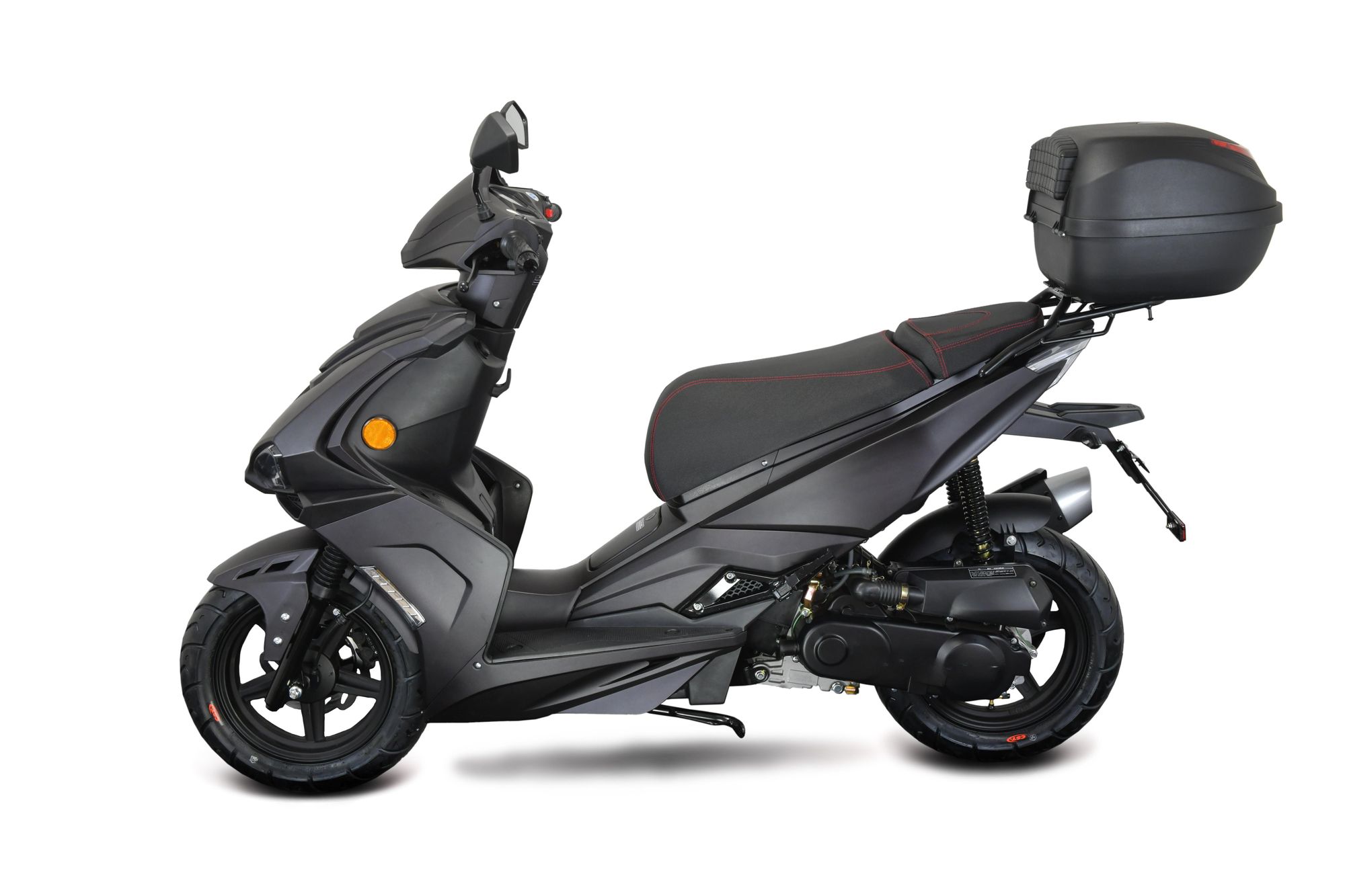 Motorroller Striker 50ccm 45 km/h Euro 5,LED, mit Top Case - mattschwarz GT Union
