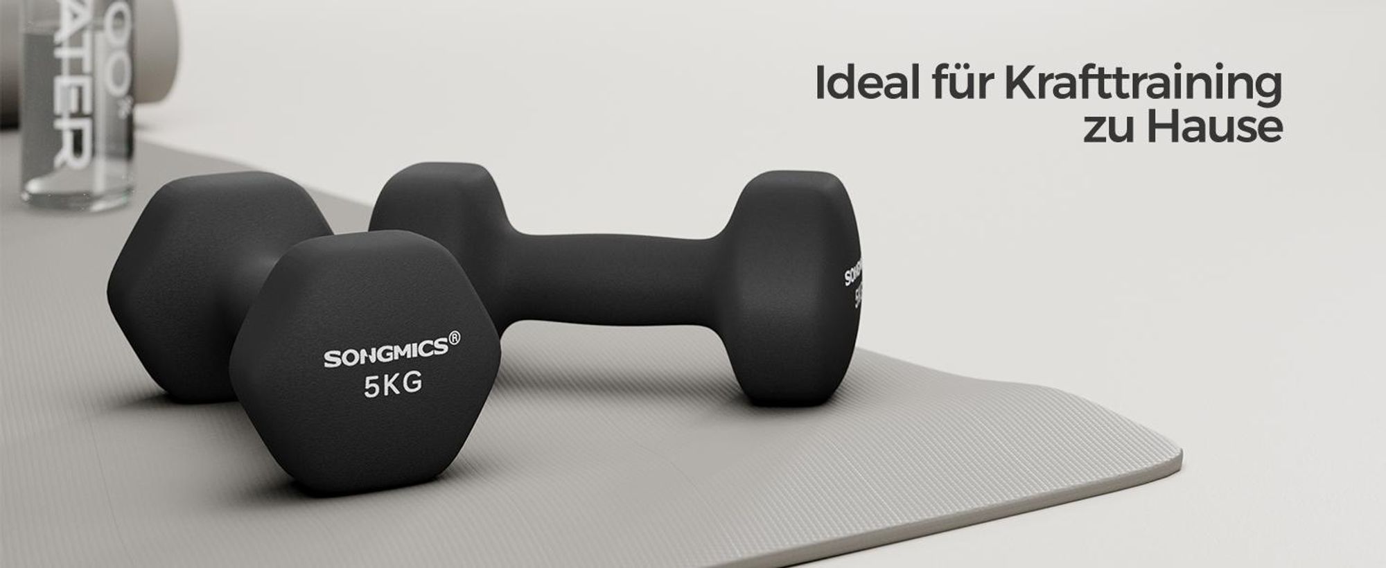 SONGMICS Hanteln, 2er Set, 2 x 5 kg, Hantelset, Kurzhanteln, Hexagon, Neopren-Beschichtung, Krafttraining, Workout