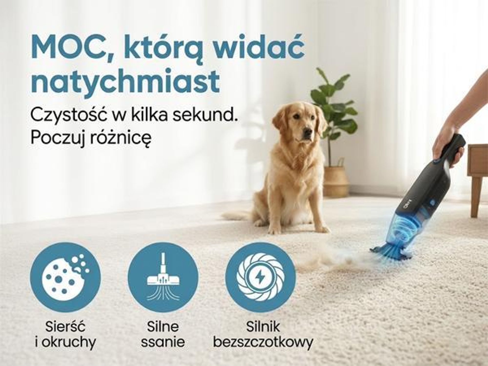 Odkurzacz ręczny Olvy Akku bezworkowy, bezprzewodowy mini odkurzacz z silnikiem bezszczotkowym, w zestawie nasadki, idealny do samochodu, sofy, mebli i sierści zwierząt