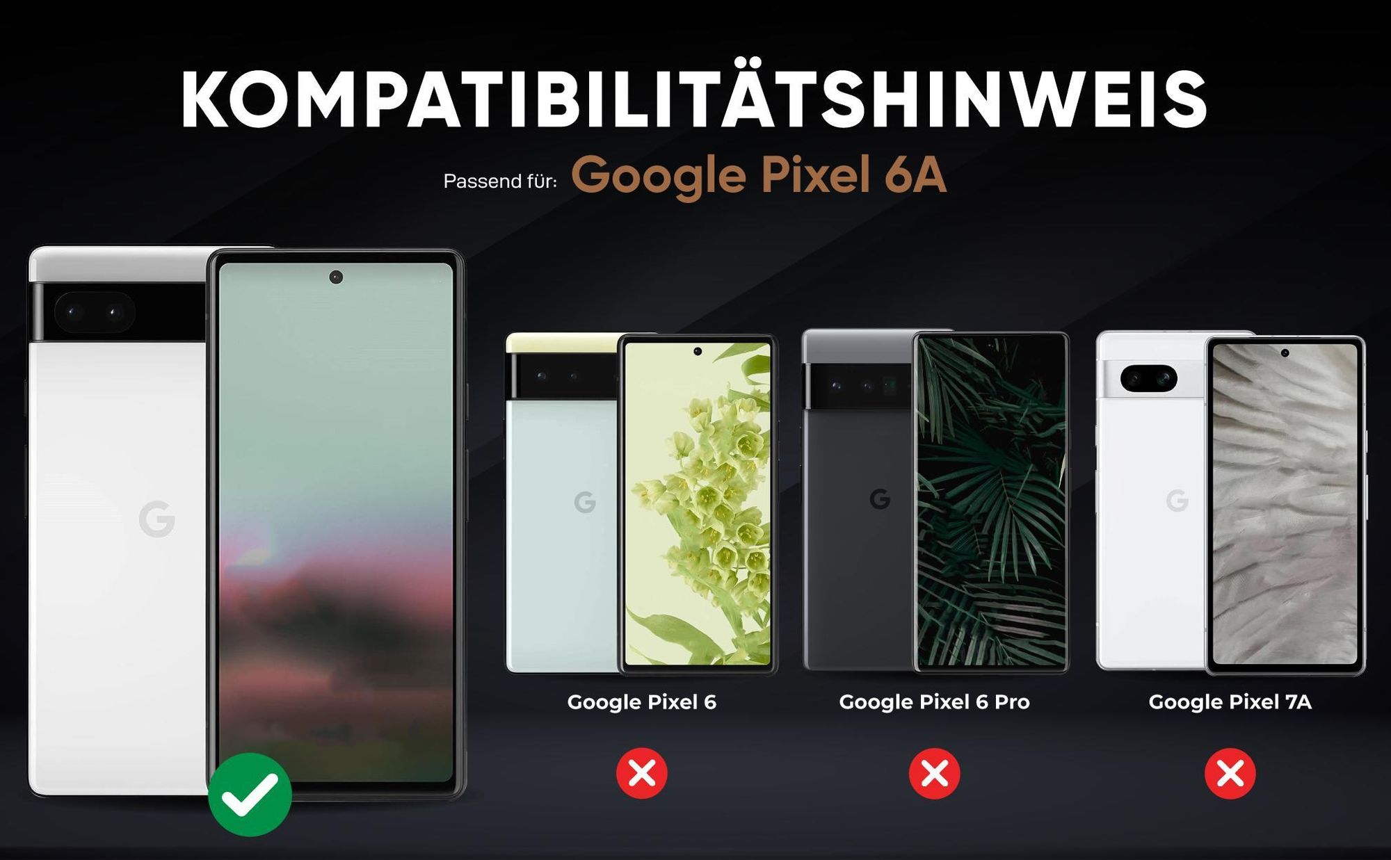 Kompatibilitätshinweise Hülle für Google Pixel 6a