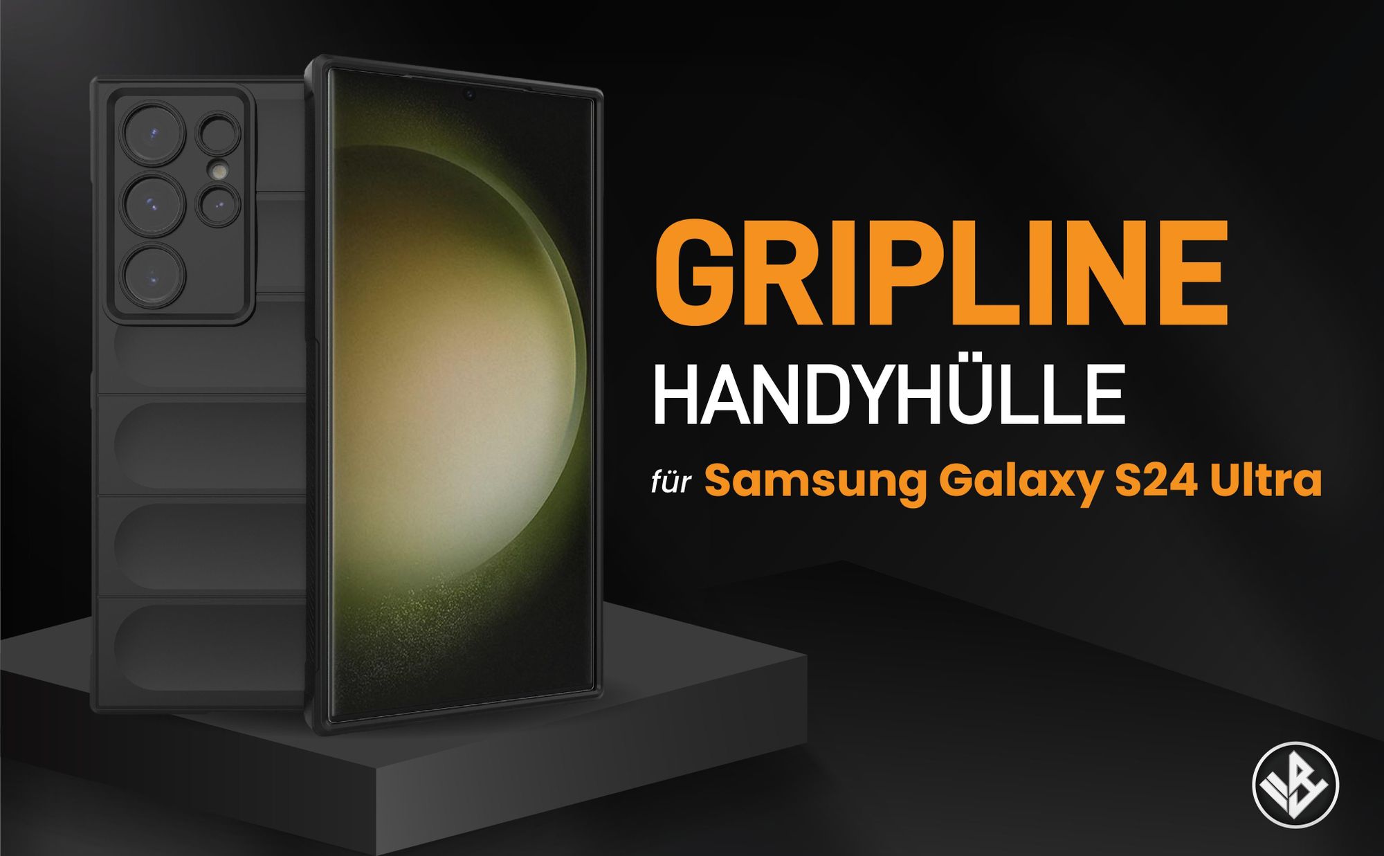 Schwarze ergonomische Grip Schutzhülle für das Samsung Galaxy S24 Ultra