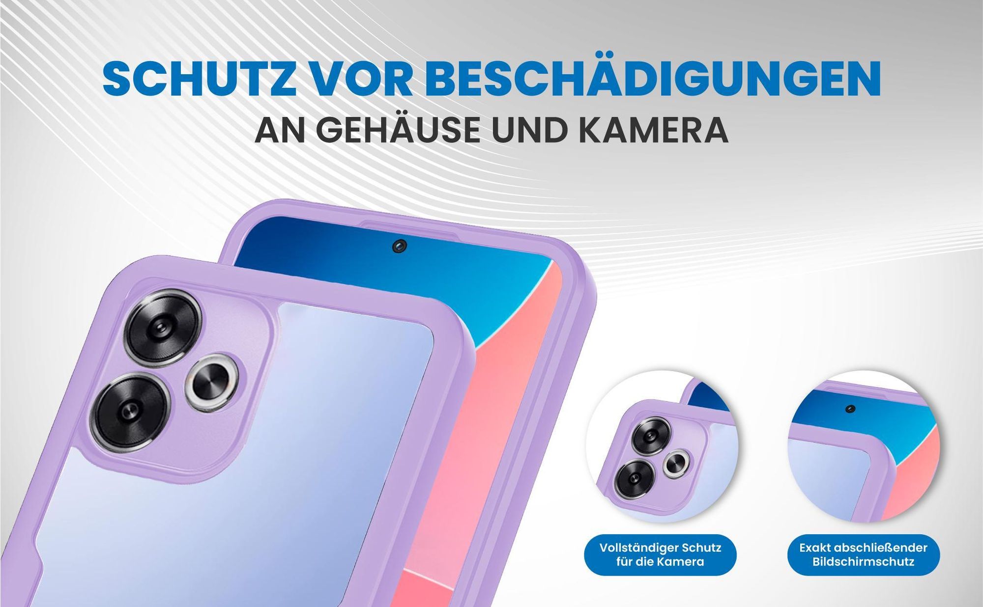 Violette 360 Grad Handyhülle für Xiaomi Redmi 13 Front und Backcover