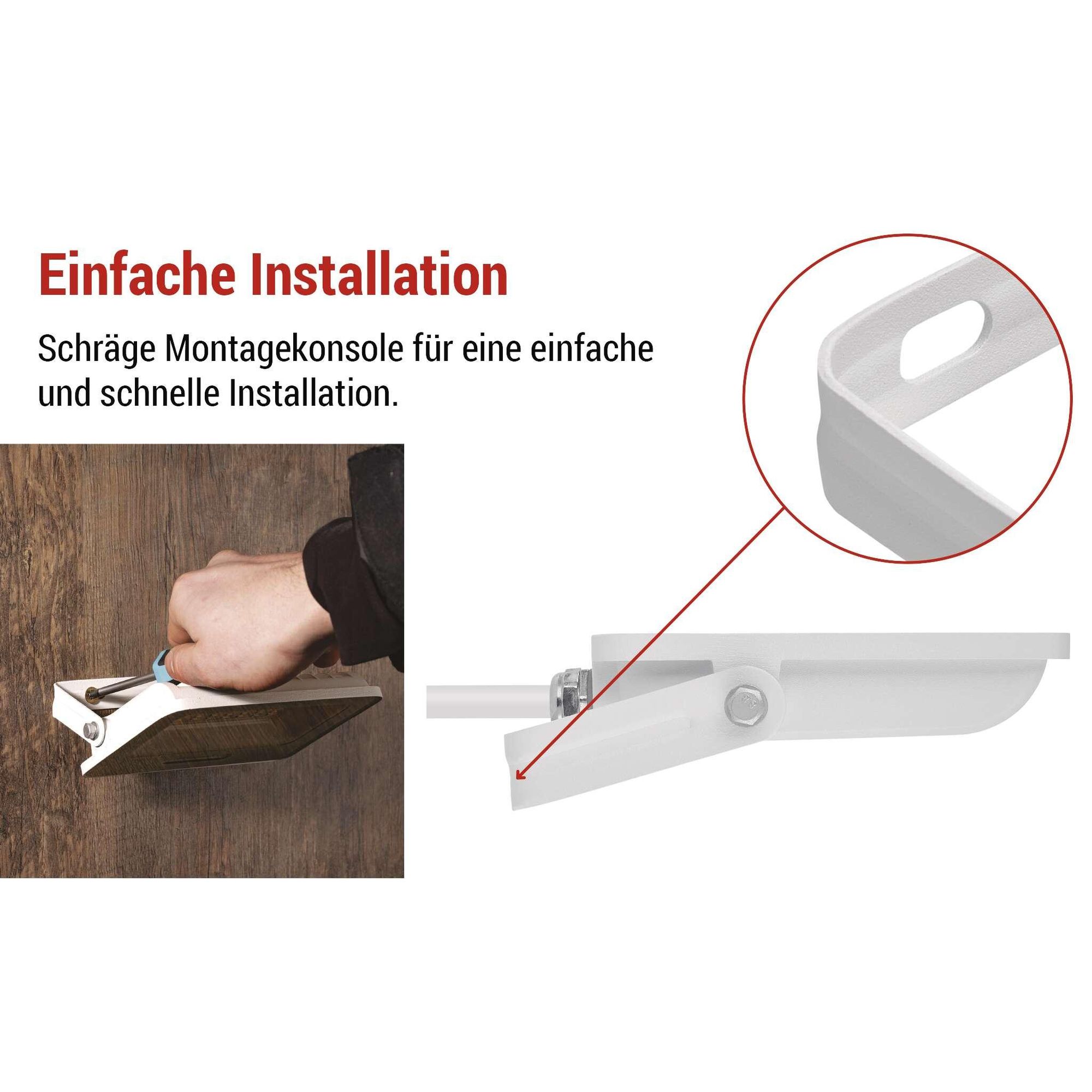 EMOS LED Aluminium-Strahler GLARO 30W, IP65 Wasserdicht für Feuchtraum/Außen, superhell 3000lm, Neutralweiß 4000K, 20cm Gummi-Kabel, Weiß, ZS2234W