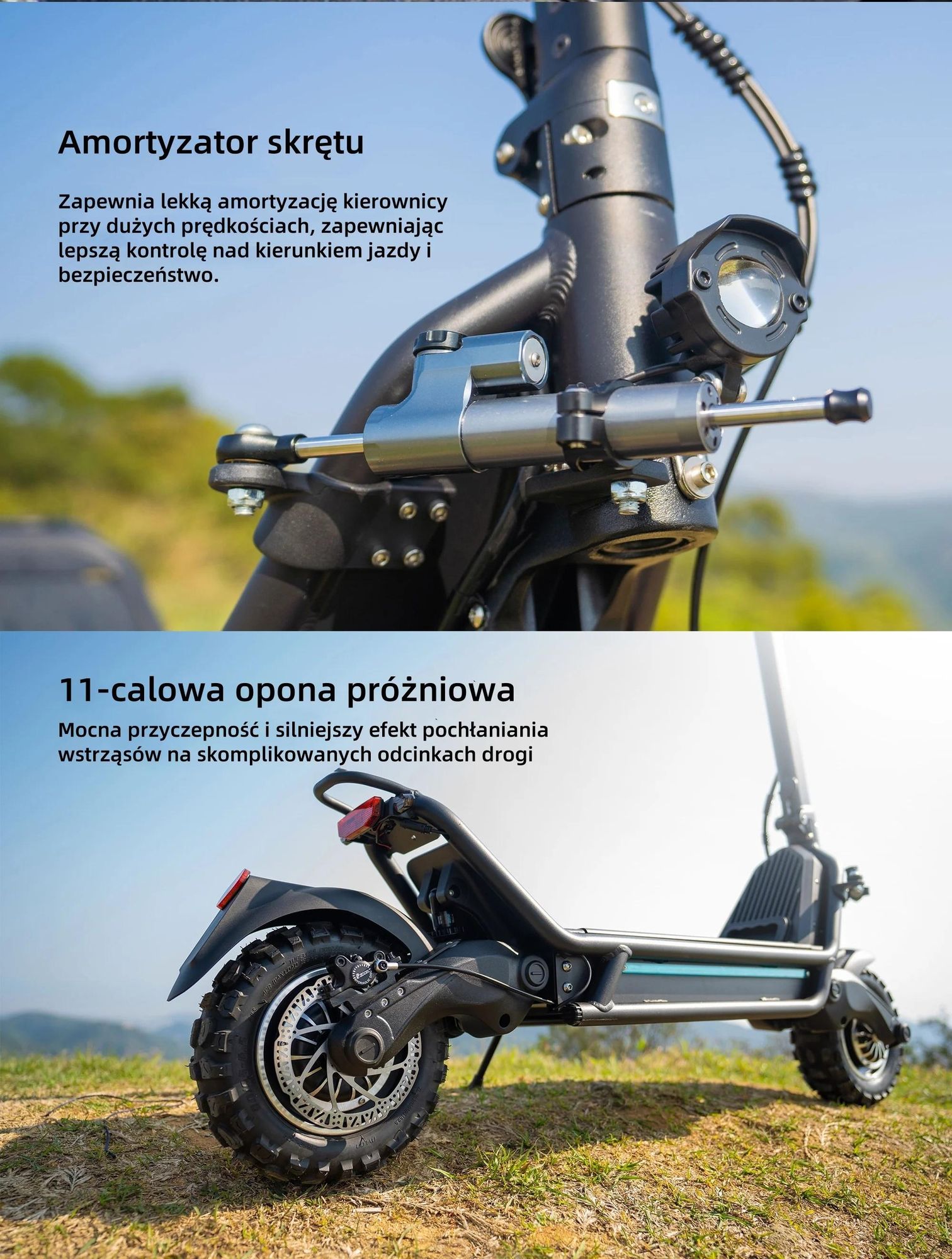 Skuter elektryczny JOYOR E6-S - 1600W*2 Silnik 60V31.5AH Akumulator 85KM Zasięg Hamulec tarczowy - Czarny