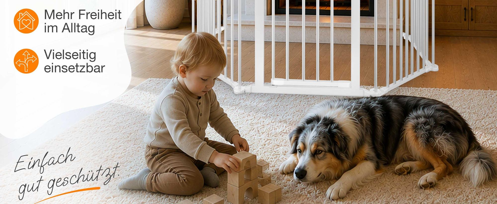 ELONEO Kaminschutzgitter, 75cm hoch, Ofenschutzgitter aus Metall mit Sicherheitsverschluss, Kinderschutz, Treppengitter, Türgitter, Hundegitter
