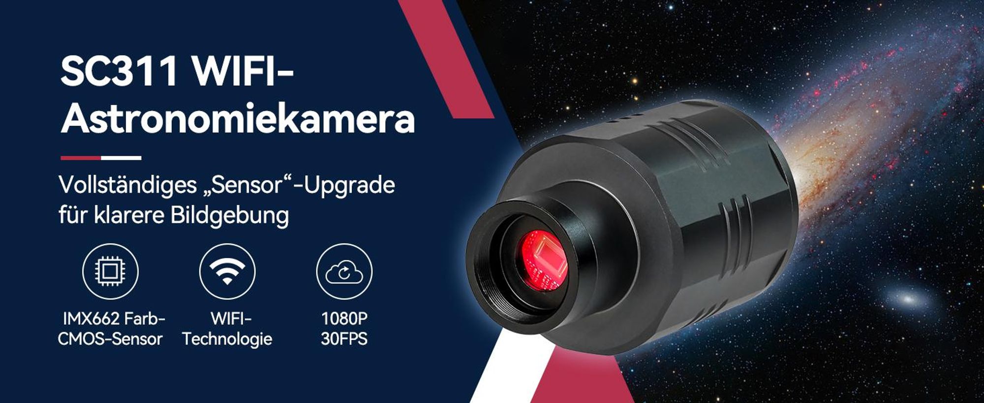Svbony SC311 Einstiegs WiFi Teleskop Astronomiekamera, WiFi 4 Punkt Verbindung Wireless Kamera mit IMX662 CMOS Sensor, Teleskop Elektronische Okular