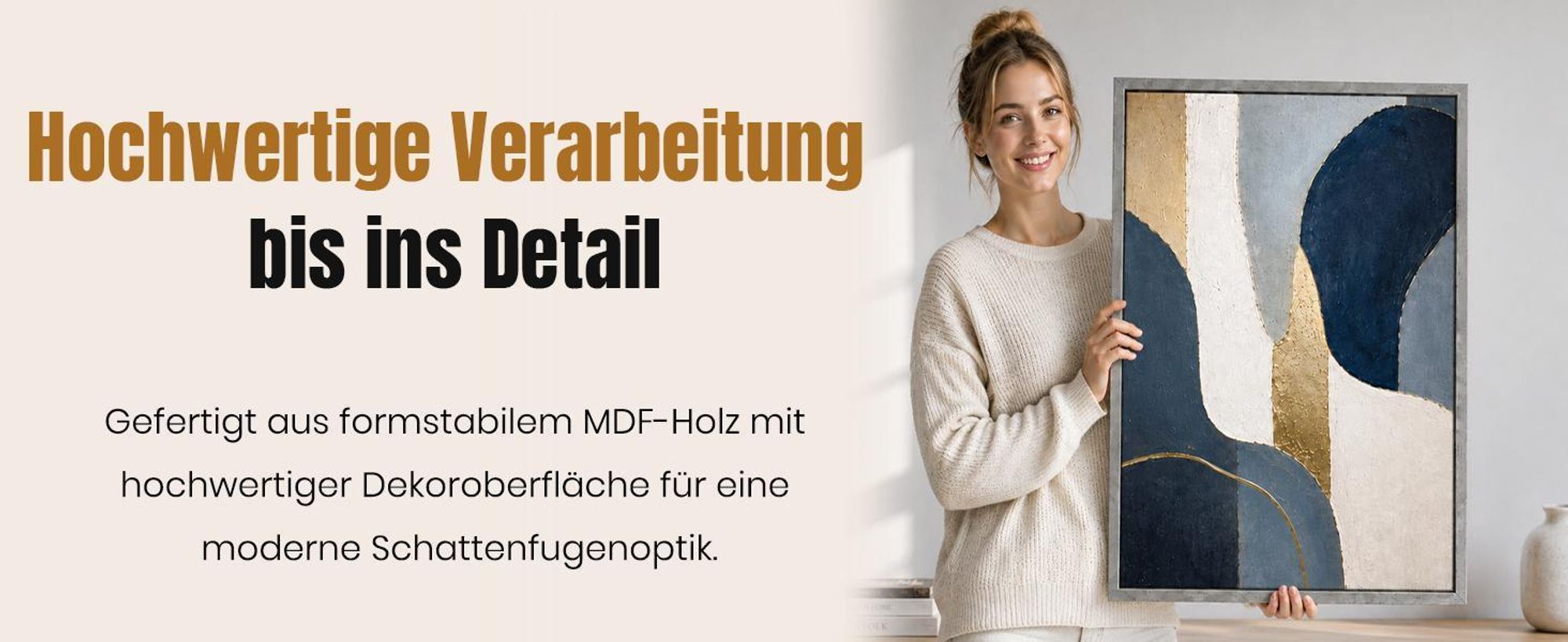 Monframe Schattenfugenrahmen für Leinwandbilder & Canvas 35x35 cm - Schwarz glanz - für Keilrahmen bis 22 mm Stärke - ohne Glas und Rückwand