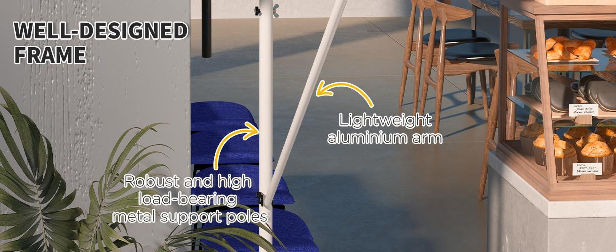 Markiza Outsunny z korbą, regulowana wysokość, z ramieniem przegubowym, odporna na zabrudzenia i warunki atmosferyczne, markiza balkonowa o szerokości 150 cm, markiza tarasowa na taras, balkon, werandę, niebiesko-biała