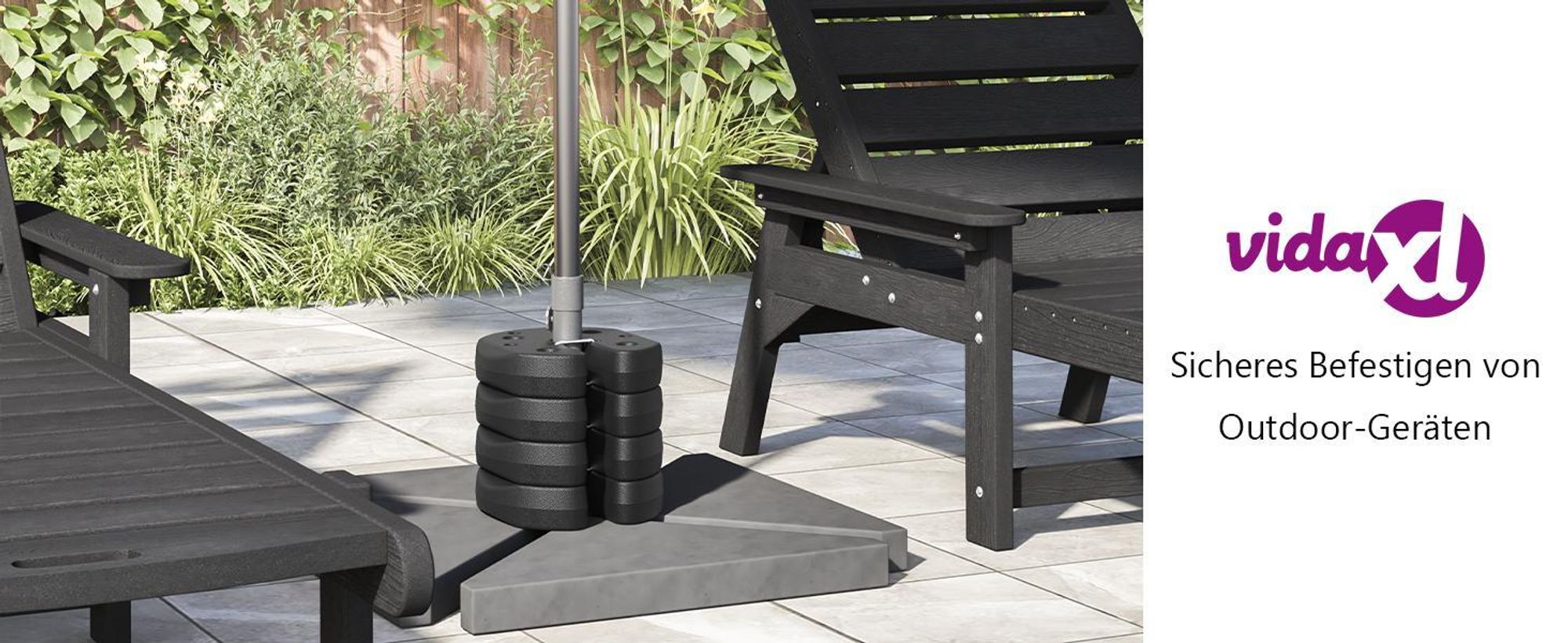 vidaXL Pavillon-Gewichte 4 Stk. Schwarz 220x50 mm Beton