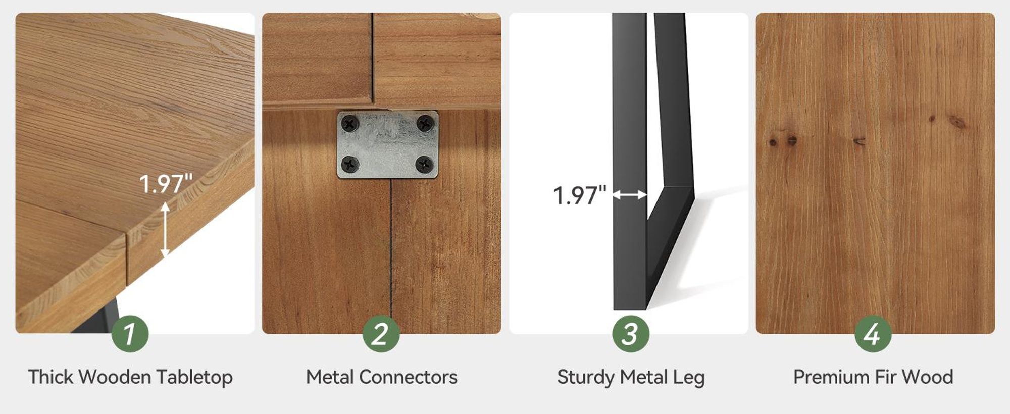 Industrieller Esstisch für 4–6 Personen, 160 cm langer Küchentisch aus Massivholz mit robusten Metallbeinen, ideal für Esszimmer, rustikales Braun